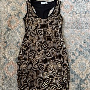 Black and Gold/Silver Sequin Cocktail Dress